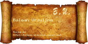 Balean Urzulina névjegykártya